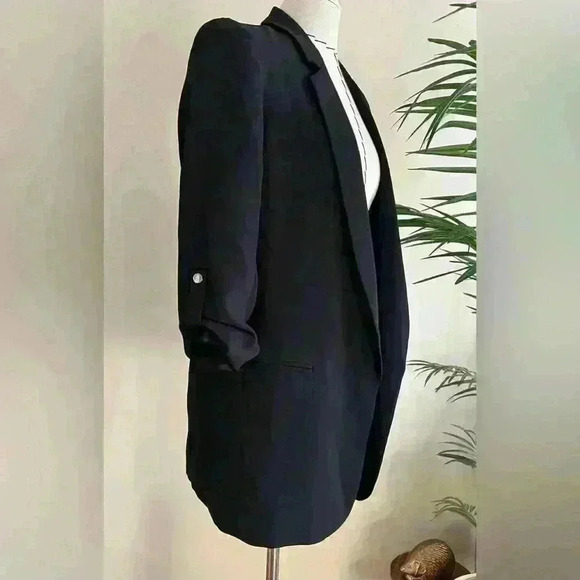 Zara Black Flowy Lightweight Blazer Jacket | Size XS - Picture 3 of 5